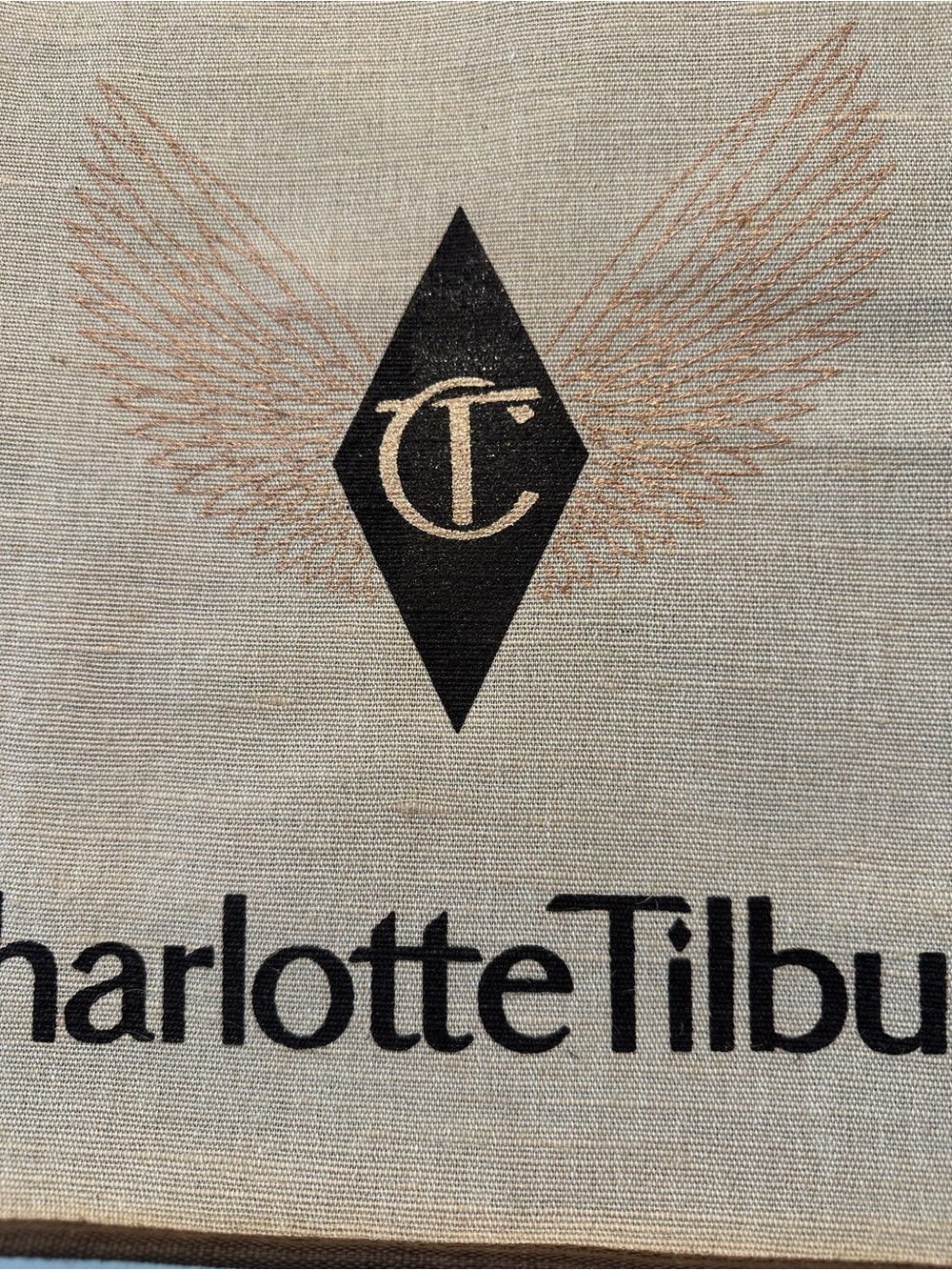 Charlotte Tilbury Wool Woven Brown Large Square Tote Bag Carry On Grocery Travel - Picture 3 of 12